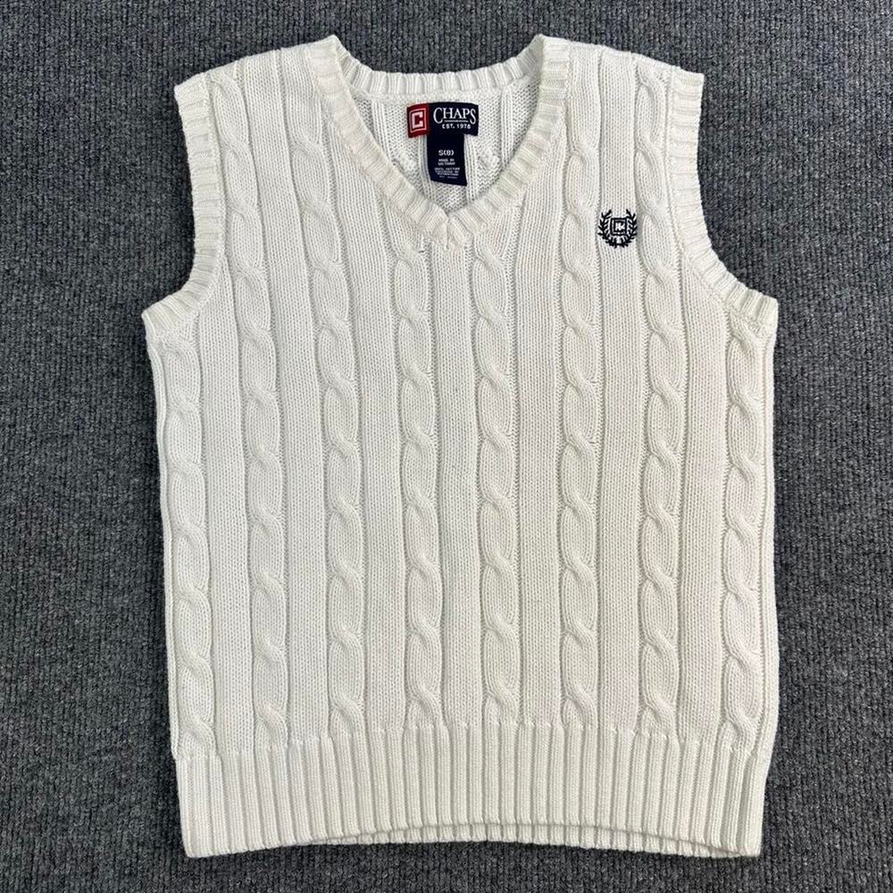 Chaps Women’s Cotton Cable Knit Cropped Sweater Vest Preppy Y2K Academic  S